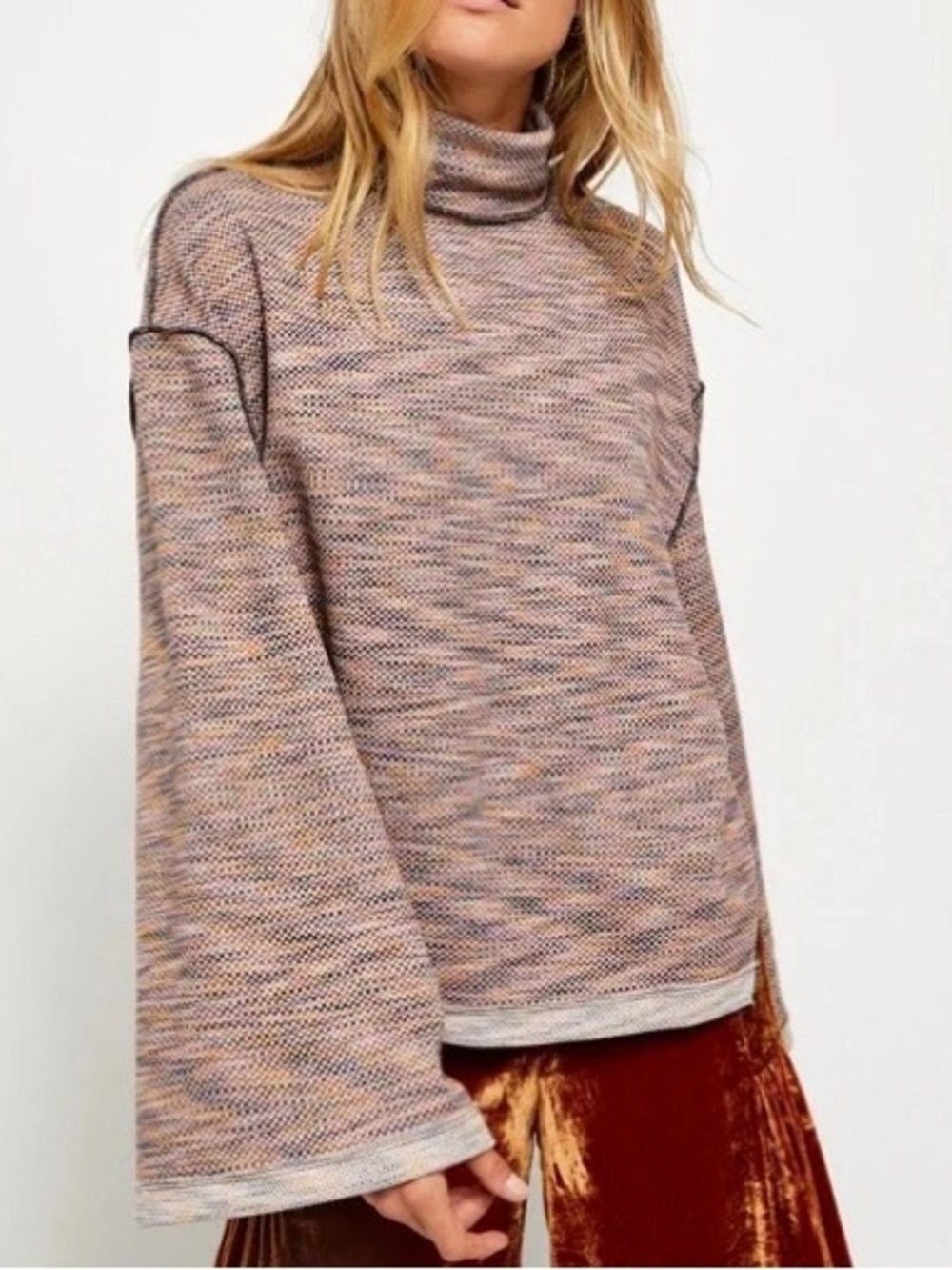 We The Free Sunny Days Turtleneck Multicolor Knit Sweater - Women